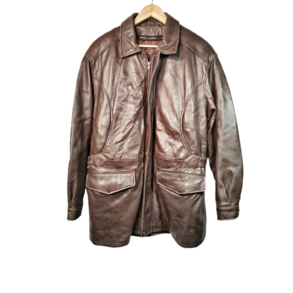 Danier Leather Thinsulate Lined Heavyweight Leather Jacket Brown Small